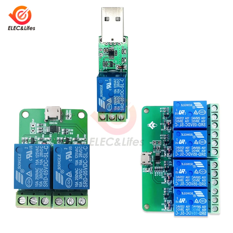 HID Drive-free USB 1/2/4 Channel 5V Relay Module Can Control the Relay On and Off On the Computer Side