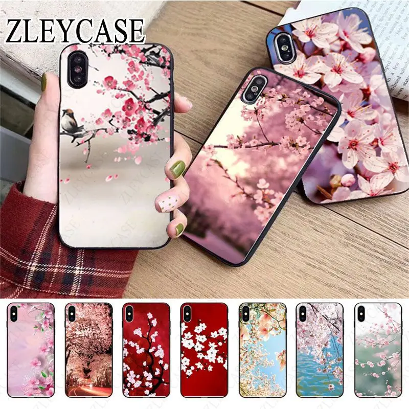 Japanese style Cherry blossoms Phone Case For iphone 13pro 14pro 15pro 12pro 11pro xs max 7 8 XR 12mini 15plus 13mini SE Cover