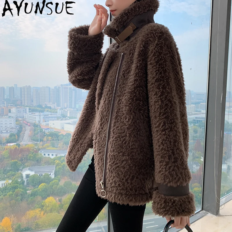 

AYUNSUE 100% Sheep Shearing Jacket Women Winter Real Fur Coat Famale Clothes Casual Wool Jackets Korean Coats Abrigo Mujer 1196