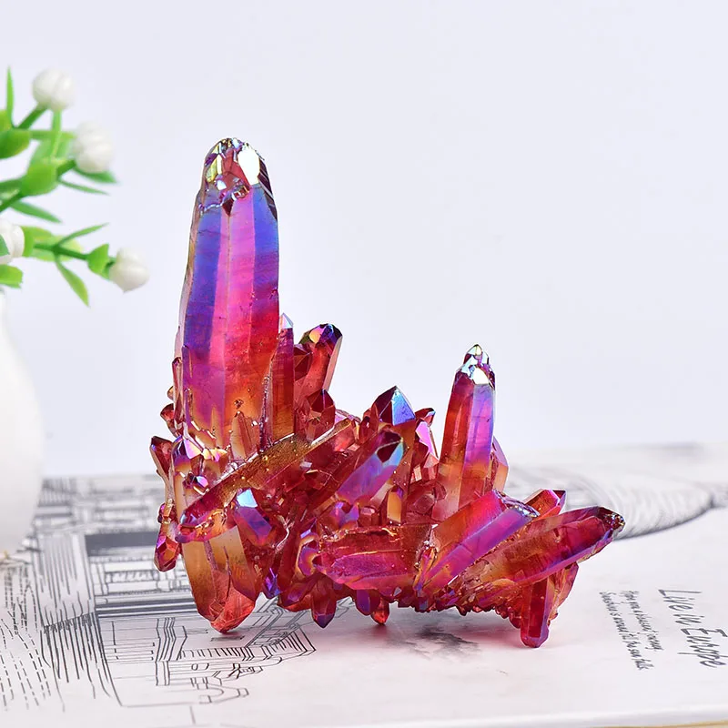 1PC 100% Natural Crystal Quartz Electroplated Colourful Column Reiki Mineral Ore Or Ornaments Aquarium Home Decor Healing Stone