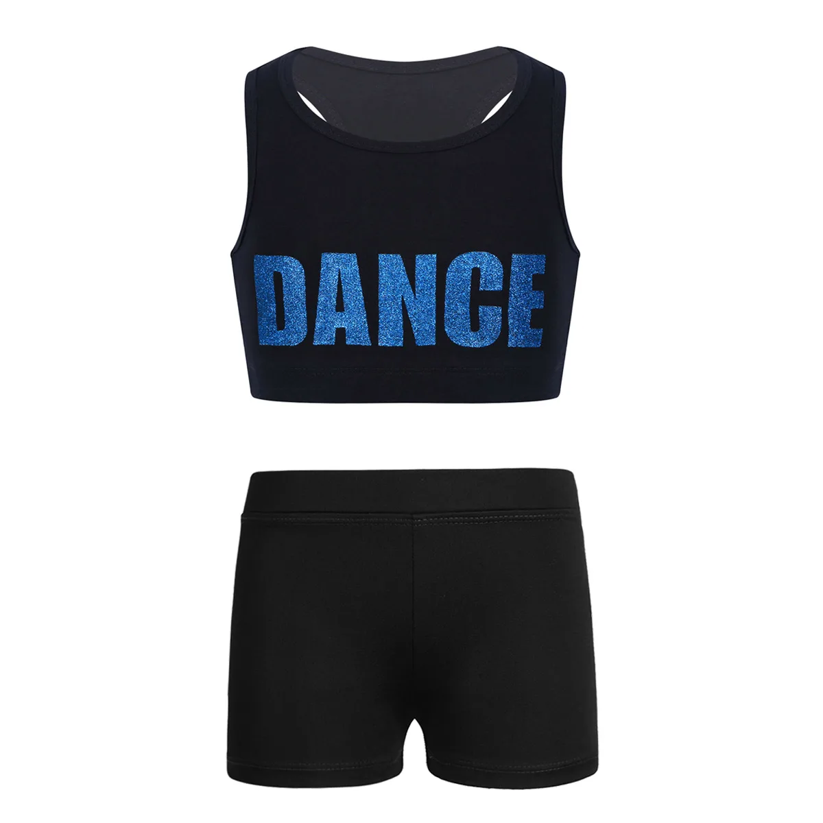 Kids Girls Ballet Dancing Suits 2 Piece Racerback Tank Crop Top with Boyshorts Gymnastics Yoga Sport Outfits Activewear Sets