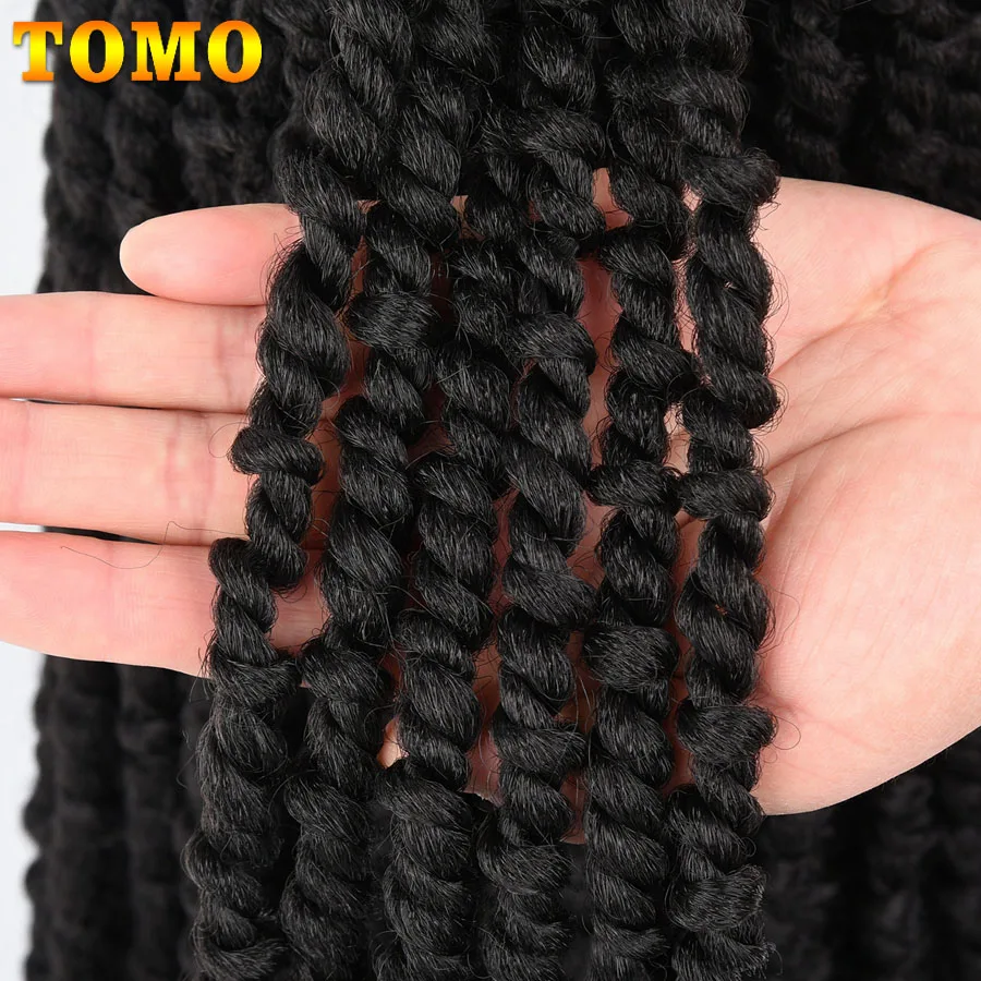 TOMO Pre-twisted Passion Twist Hair 12 18 24 Inch Bohemian Twist Crochet Braids Ombre Color Synthetic Braiding Hair Extensions