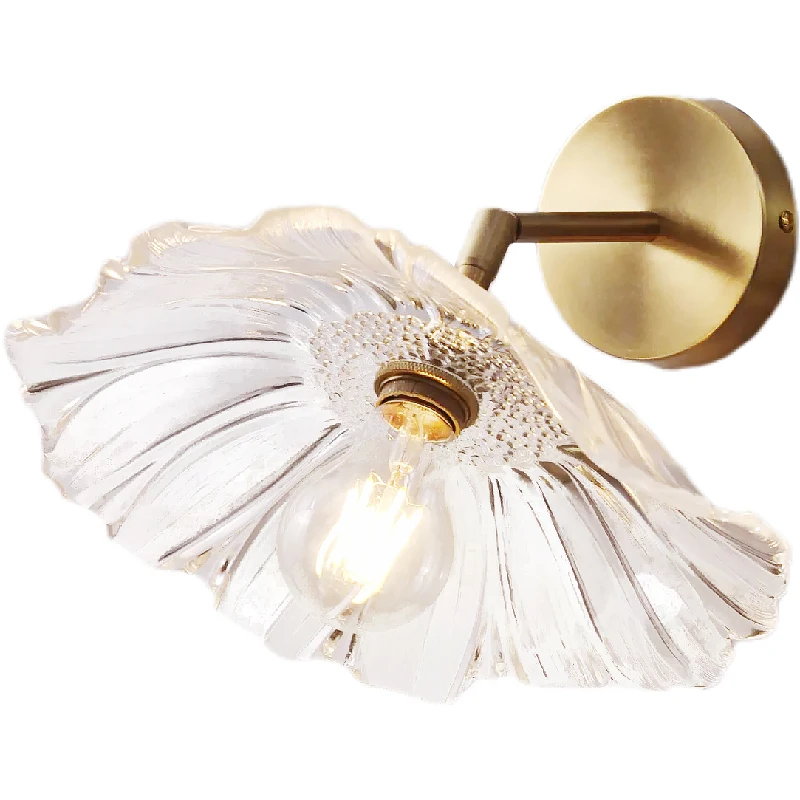 Lotus leaf Japanese retro  bedside  porch balcony bay window aisle brass glass wall lamps