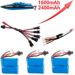 Aktualizacja 1600mAH 2400mAH 7.4v 800mAh akumulator litowo-jonowy do H100 H102 dla jjr/c S1 S2 S3 S4 S5 wysokiej prędkości zdalnie sterowana łódka RC 18350 7.4v