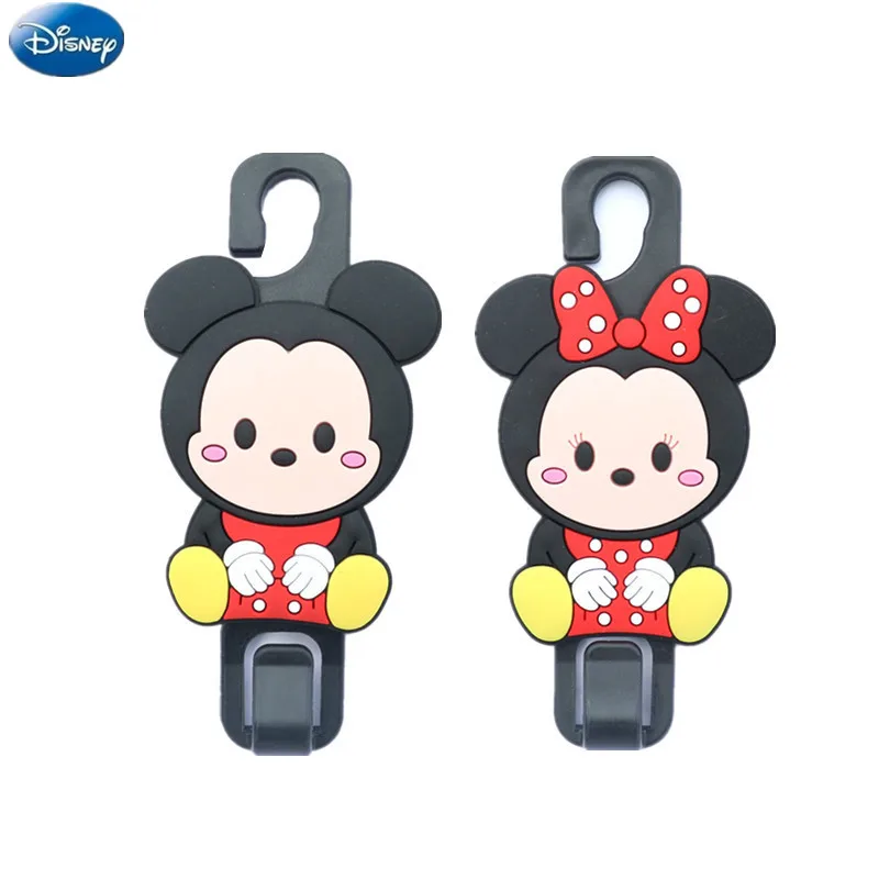 2 Pcs Disney Stitch Mickey Mouse Car Seat Rear Hanger Bag Hook Car Hook Universal Hanger Bag Holder Anime Figure Toys Gifts