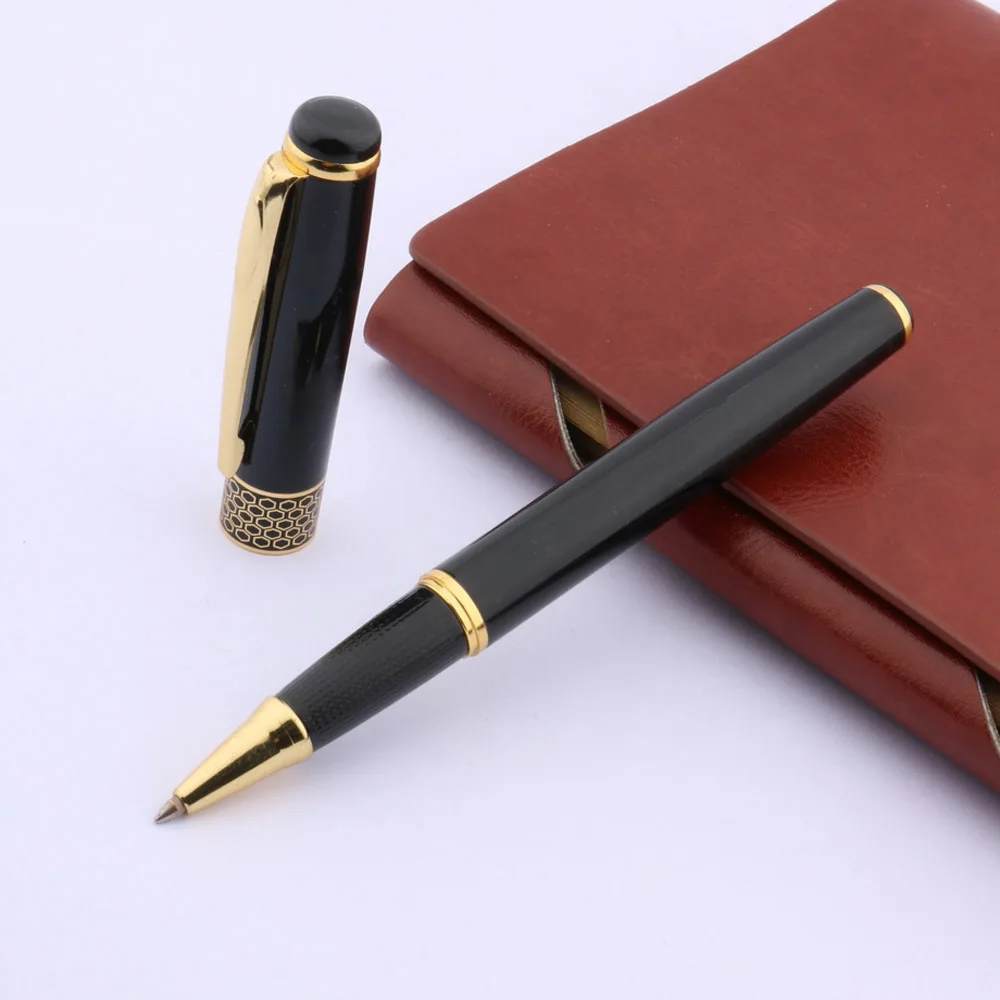 

Metal 68 SHINY BLACK GOLDen TRIM NEW Rollerball Pen INK Signature School Student Office Gifts Stationery