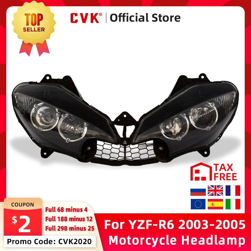 CVK Motorcycle Headlight Headlamp Head Light For YAMAHA YZF 600 R6 2003 2004 2005 YZF-R6 03 04 05 Head Lamp Headlight assembly