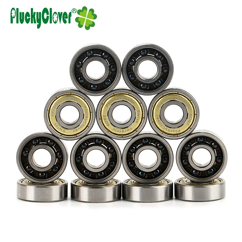 PluckyClover Skate bearing 608 with 7 Ceramic beads Inline Roller Skates Speed Skate Ceramic Ball Scooter Skateboard Bearing 608