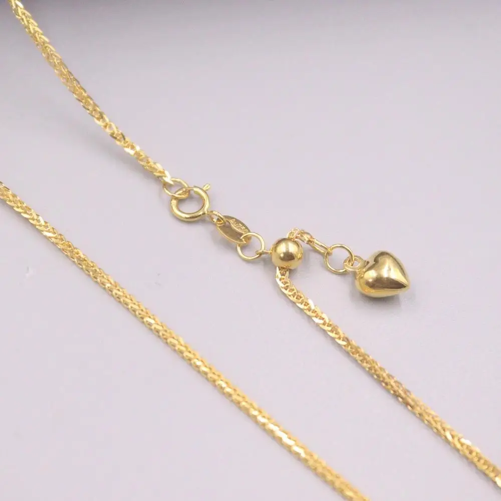 Real 18K Yellow Gold Necklace Women's Female Wheat Chain Female 18inch Neckalce Jewellery Heart Chain Adjustable