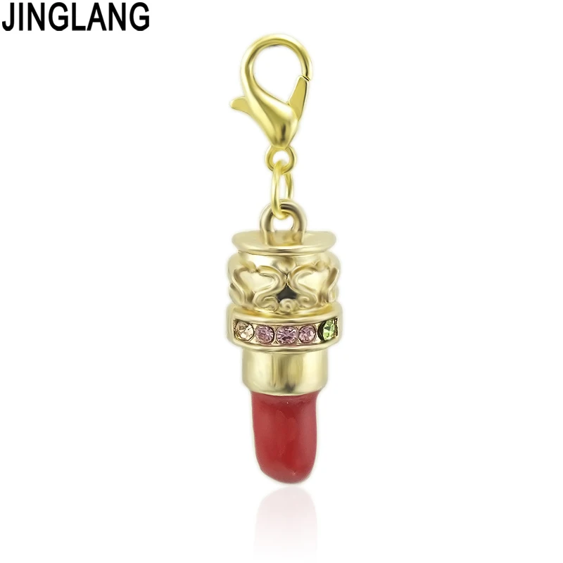 JINGLANG Mixed Enamel Charms Eye Lipstick Facial Mask Alloy Necklace Bracelet Drop Oil Making Make Up Accessory Jewelry 50pcs