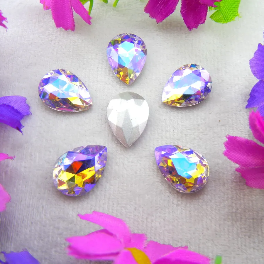 AB Farben 7 Größen Wassertropfen Tränenform Glas-Kristalle zum Aufkleben Strass-Ornament DIY-Verzierung – Detail 10