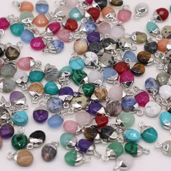 5pcs Natural Stone Amethyst Malachite Small Faceted Pendant Crystal Charms for Handmade Bracelet DIY Earrings Jewelry Making