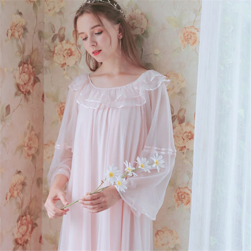 Nightdress Plus Size Laced Cotton Home Dress Lingerie Babydoll Nightgown Long White Princess Style Women Summer Night Dress T618