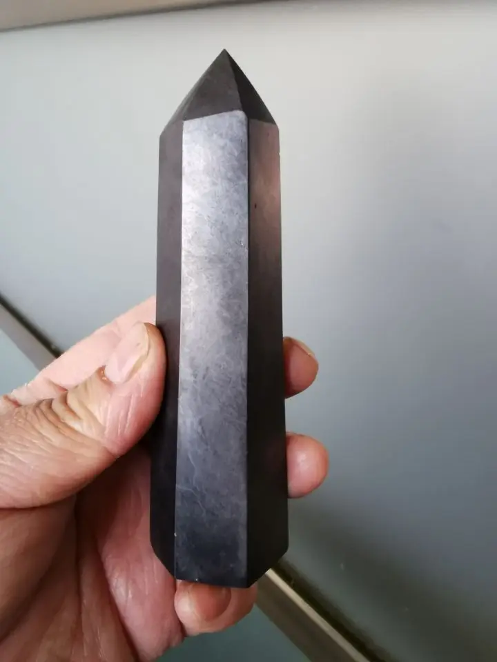 

4.8"EMF protection Polished Shungite Point for Chakra Balancing and Crystal Healing