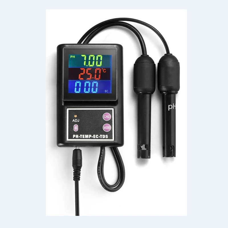 PH-260 Multi-parameter Water Quality Monitor Bluetooth LCD Online PH/TDS/EC/Temperature Meter for Pools Drinking Water Aquariums