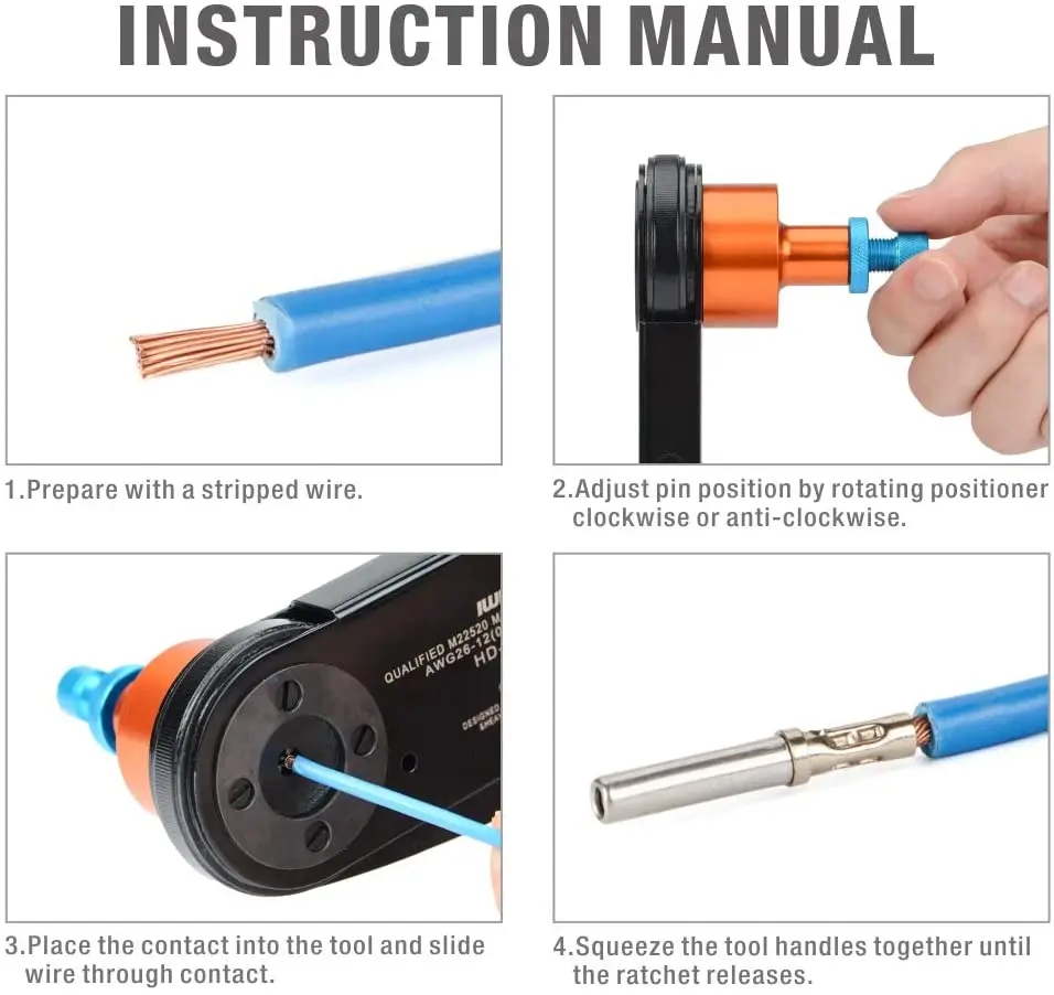 HDT-48-00 Adjustable pin Crimping plier Crimp Tool for Size 14,16,20 Solid Contact Work with Deutsch Connector