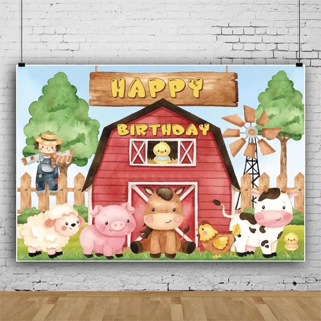 Yeele เด็กวันเกิดธีมฟาร์ม Photocall สัตว์ Party การถ่ายภาพฉากหลังการถ่ายภาพสำหรับสตูดิโอถ่ายภาพ