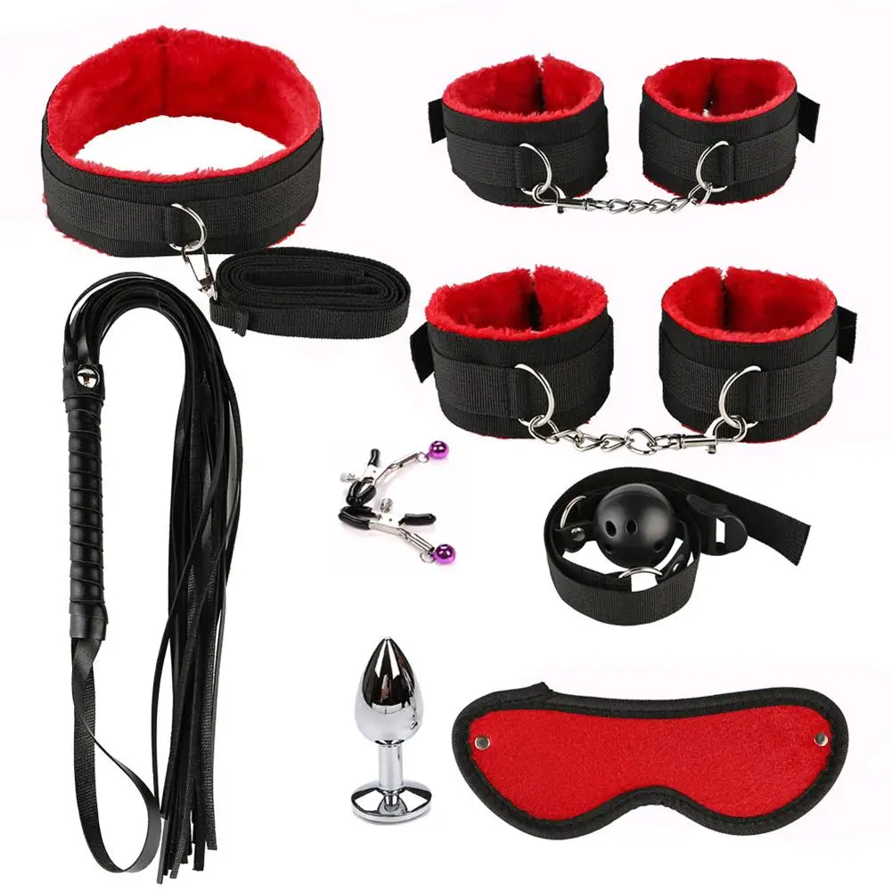 11Pcs Sex Toys Kit BDSM Bondage Whip Handcuffs Butt Plug Sexy Adult Game Tools