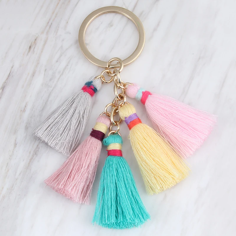 Multicolor Tassel Keychain For Women Handmade Bohemian Key Ring Boho Handbag Pendant Accessories Key Holder Jewelry Gifts