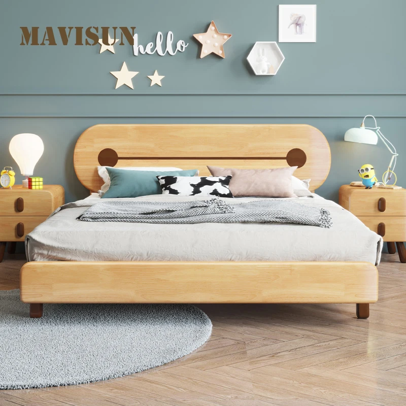 

Minimalist Creative Design Boy Child Bed Solid Wood Bed Modern Childlike 1.2m Bed Small Apartment Bedroom Furniture Set