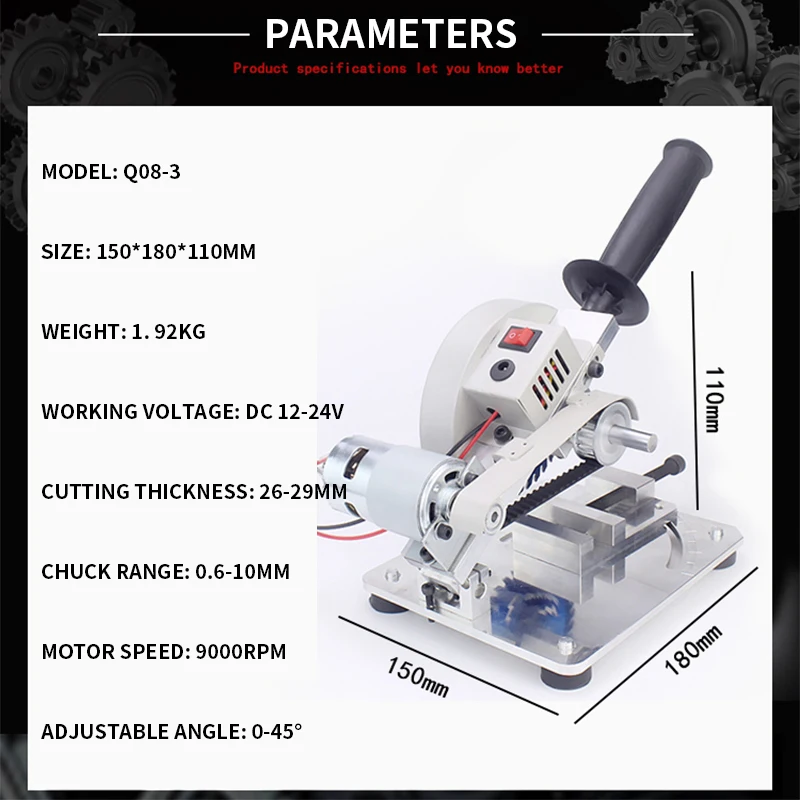 Household multifunctional micro cutting machine small aluminum cutting machine 4 inch desktop 45 degree steel wood cutting