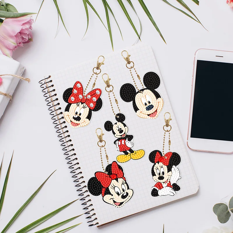 Disney 5D diament malarstwo brelok specjalne Rhinestone kreskówka myszka miki Minnie Mouse haft DIY Craft łańcuszek na akcesoria