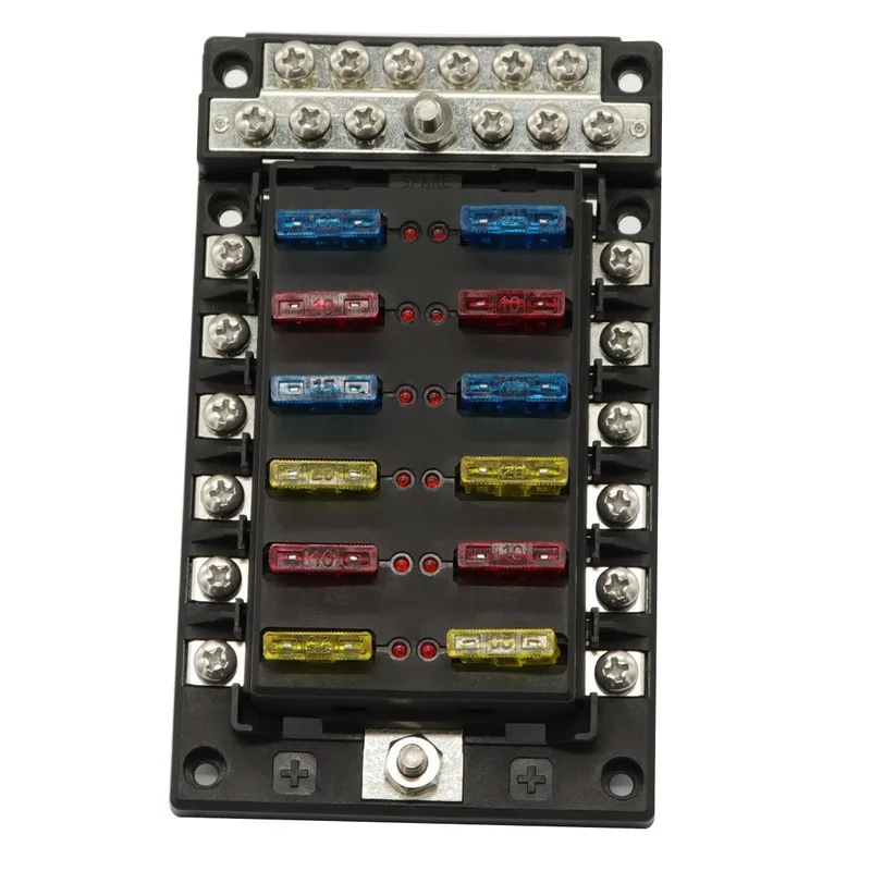 12-30V universal 12 Way with LED Indicator light Blade Fuse Box Holder Fuse Blocks for Car Boat Bus Marine Caravan Truck RV New