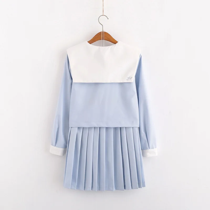 Uniforme escolar japonés para estudiantes, traje de anime, tops + corbata + falda, estilo JK azul, ropa de manga corta/larga