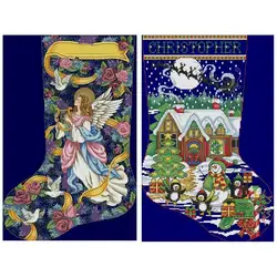 Christmas Socks Patterns Counted 11CT 14CT DIY Handmade Cross Stitch Sets Chinese Cross-stitch Kits Embroidery Needlework Crafts