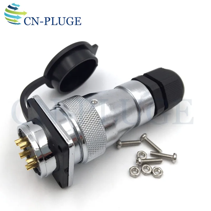 WS28 Series 5 7 10 12 16 17 20 24 26 Pin Aviation Metal Male Plug, Square Panel Installation Female Socket Cable Connector