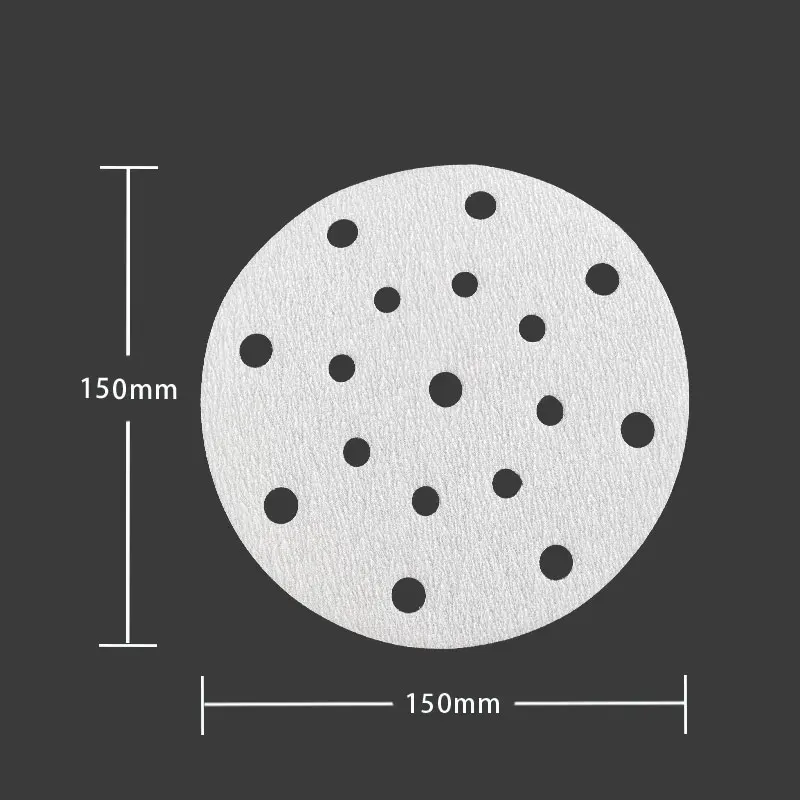 150mm Round Shape  Sandpaper 17Hole Disk Sand Sheets Grit 80-600 Hook and Loop  Disc Polis  For Car  Putty