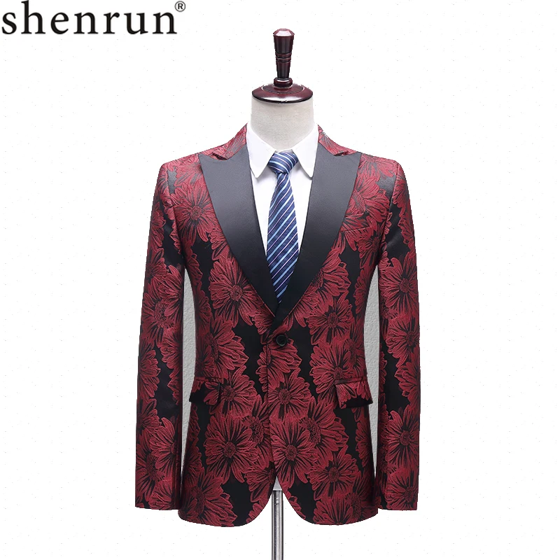 

Shenrun, мужской модный повседневный костюм, жаккардовый смокинг, Блейзер, певец и ведущий, для танцоров, ночного клуба, бара, банкет Вечеринка выпускной