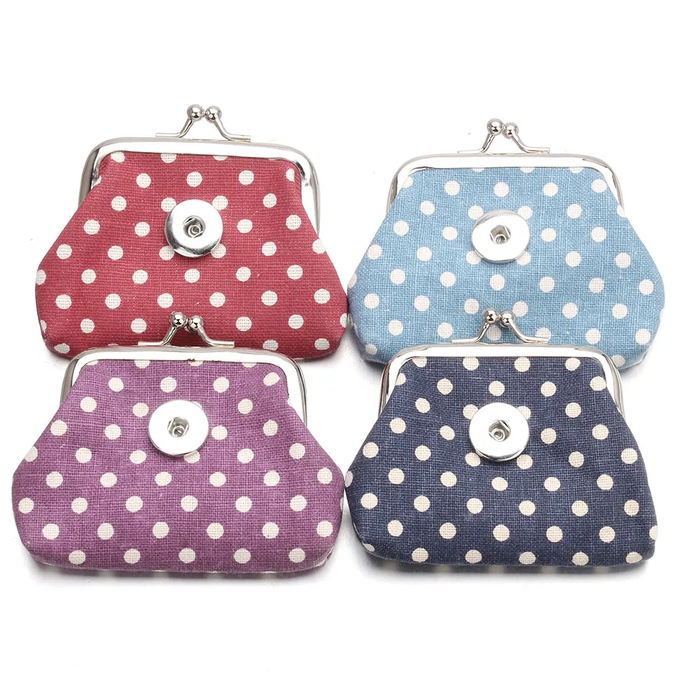 4 Color Vintage Spot Coin Purses Small Wallets Pouch Fit 18MM Snap Buttons Jewelry Kids Girl Gift For Women Bracelet