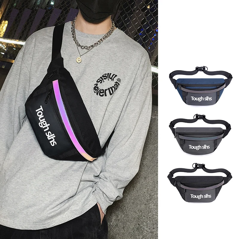 

2021 New Unisex Chest Bag Reflective Stripe Crossbody Bags At Night Running Chest Pouch Men Hip Hop Belt Pack Trend Waist Pack