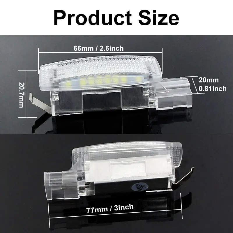 2PCS LED Vanity Mirror Light Lamp for Volkswagen VW Golf 5 6 EOS Jetta Passat Polo Scirocco Sharan Tiguan Touran for Skoda Seat