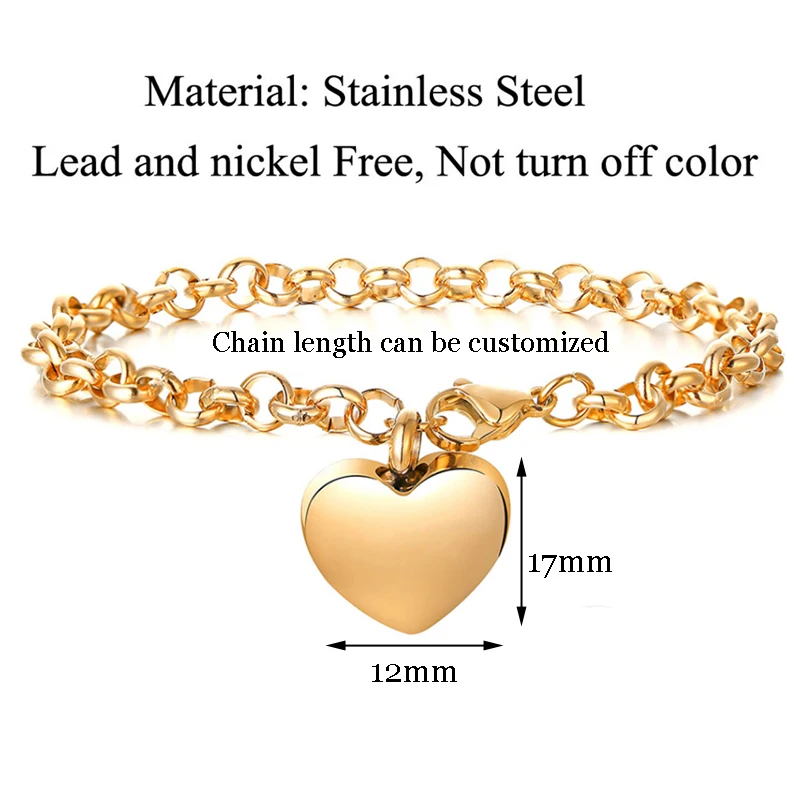 Small Heart Cremation Jewelry Urn Bracelet Custom Stainless Steel Cremation Memorial Ash Urn Bangle for Ashes Dropshipping