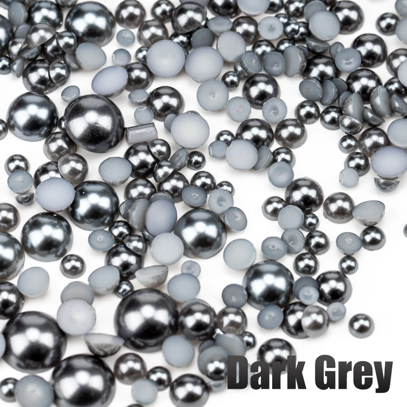 VDD 200g Großhandel, gemischte Größen 3-10mm, mehrfarbige ABS-Imitationsperlen, halbrunde Flachrückperlen für DIY-Handwerk, Nagelkunst-Dekorationen – Detail 17