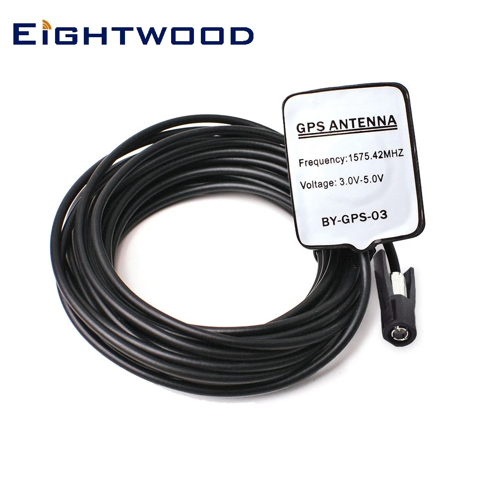 Eightwood Car Passive GPS Antenna With WICLIC Plug RF Connector 1575.4 ±3 MHz 3M Active Aerial for Pioneer JVC Becker Waterproof