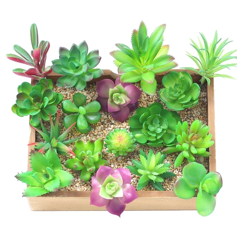 Mini Artificial Succulents Plants Greenery Fake Plants Living Room Home Decor DIY Wedding Decoration Graden Outdoor Mini Bonsai