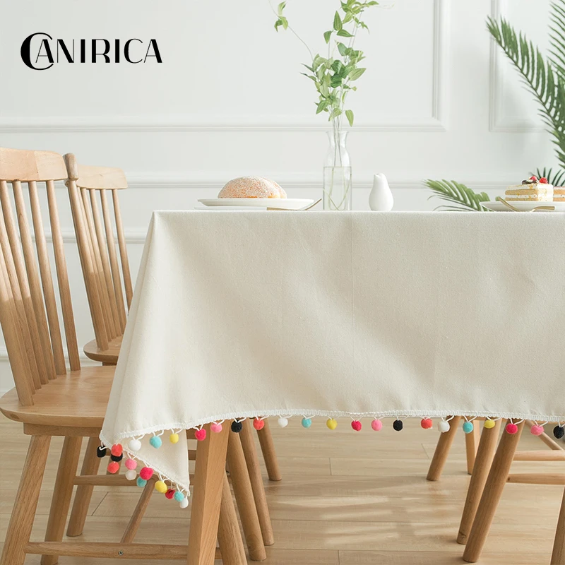 

CANIRICA Table Cloth Linen Tablecloth Kitchen Decoration White Table Cover Rectangular Manteles De Mesa Table Accessories Gift