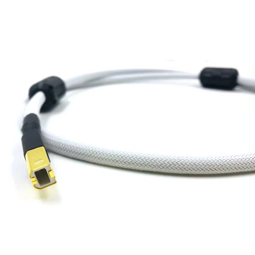HIFI 4 cores Single Crystal Copperr USB Cable DAC A-B Digital USB 2.0 Type A to B Male Audio Cable(white)