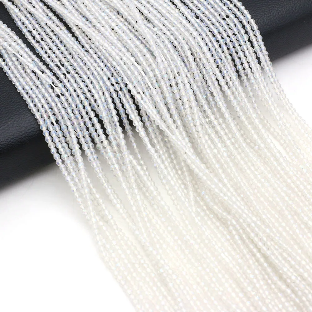 Natural Semi-Precious Stone Crystal Quartz Loose Beads Plating Color 2mm for Jewelry Making DIY Bracelet Necklace Lenght 38cm