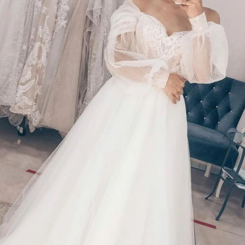 Abito da sposa rustico 2021 Sweetheart lunghezza del pavimento abito da sposa manica lunga soffio senza maniche Robe De Mariee bianco elegante splendido