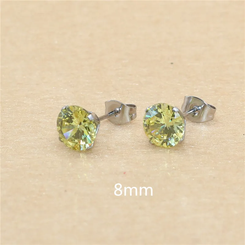 1 Paar Lemonyellow Hypoallergene Edelstahl-Ohrstecker mit AAA-Zirkonia, CZ-Knochenohrstecker-Set für Damen und Herren, 2-8 mm – Detail 16