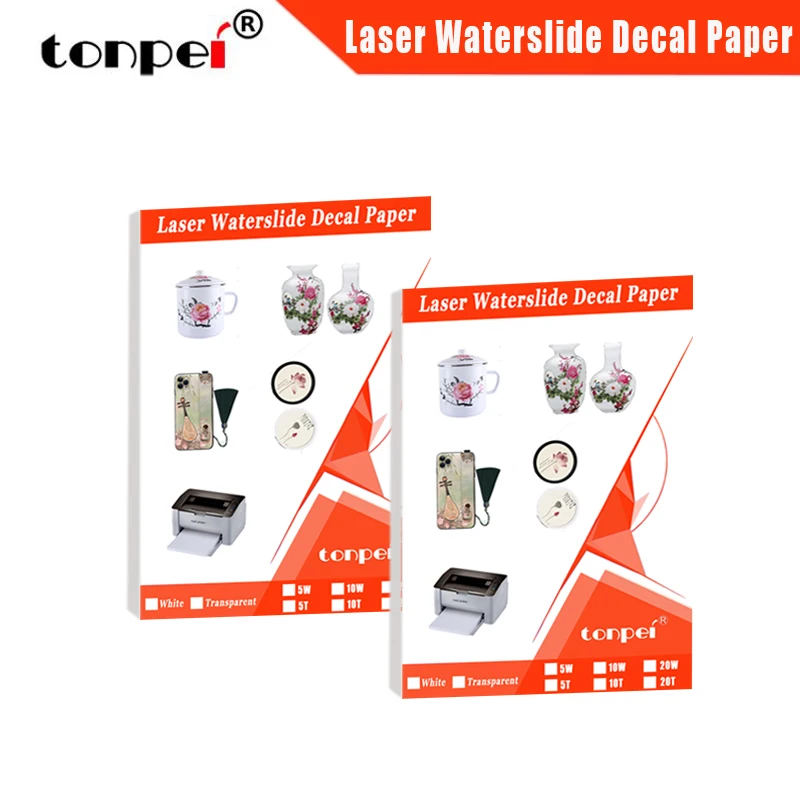 

A4 Laser Water Slide Decal Paper WaterSlide Waterbased Transfer Paper For Mug Transparent or White No Need Coating Oil Spray