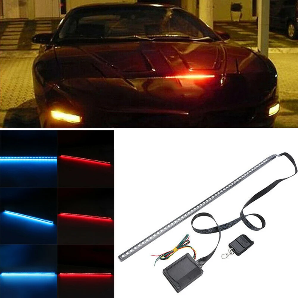 7 Color 48 LED RGB Waterproof Remote Scanner Flash Car Strobe Knight Rider Light Strip Kit + Remote Control 22 Inch 827