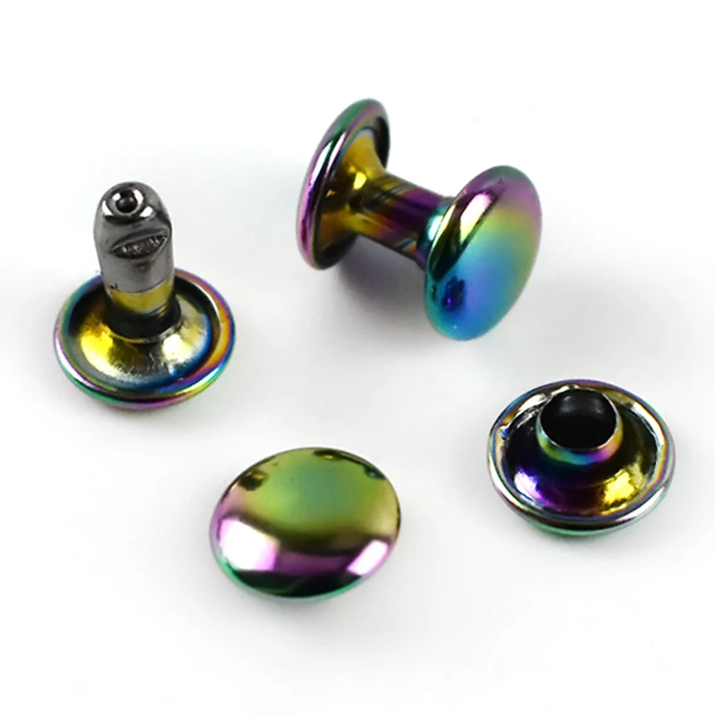 10/20/50 set 6/8mm colori doppia faccia rivetto fibbia in metallo colpire chiodi borsa cinturino scarpe rivetti pulsante accessorio in pelle fai da