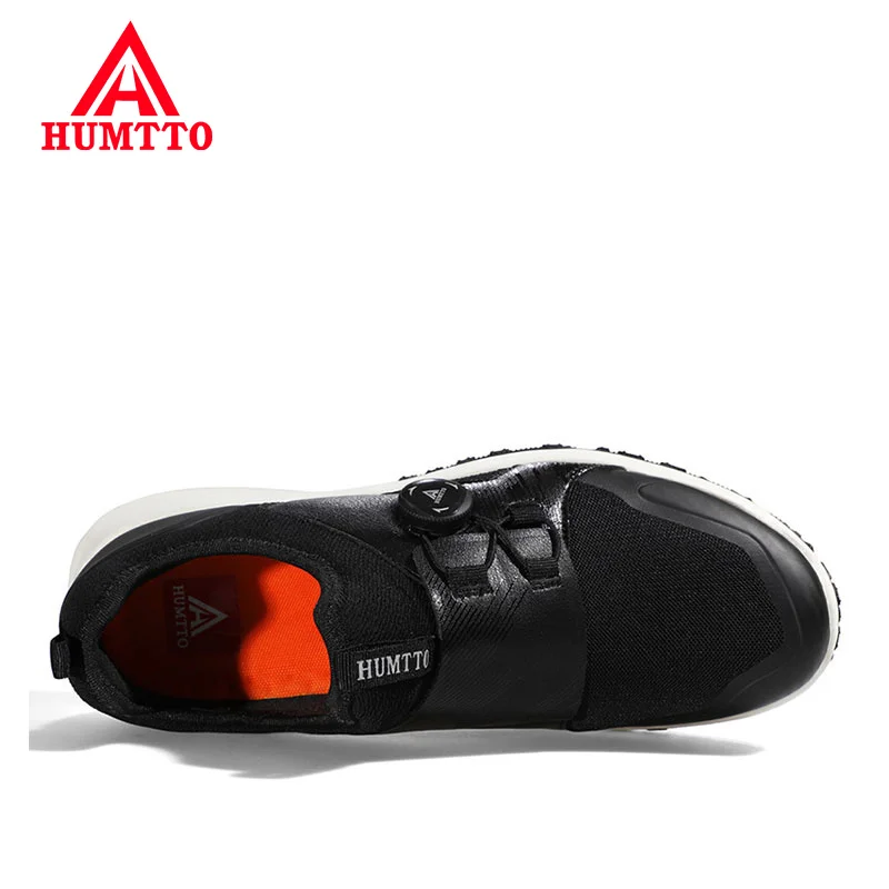 HUMTTO Brand Sneakers for Men 2021 Breathable Leather Sport Casual Black Man Shoes Waterproof Luxury Designer Walking Shoes Mens