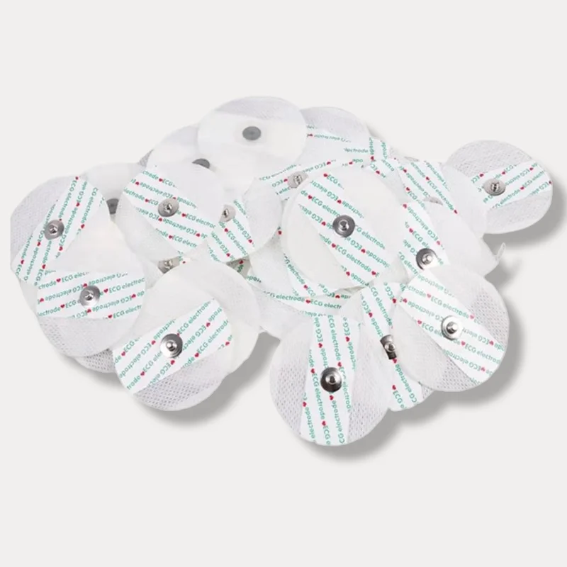 50Pcs Disposable Non-woven ECG Electrode Pads Round Buckle Type EKG Patches for Dynamic EMG Signal or ECG Monitor Detection