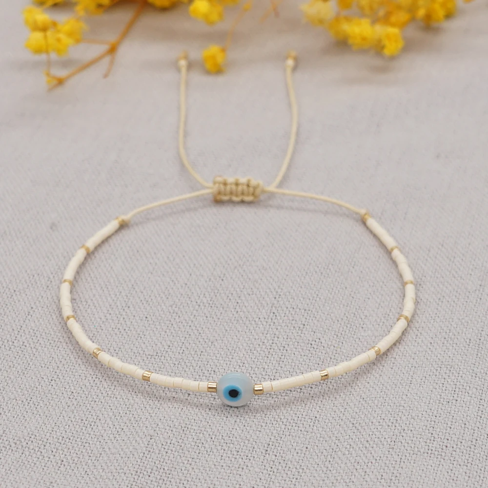 Go2Boho-Miyuki محظوظ العين سوار للنساء ، ميوكي البذور الخرز ، رقيقة سوار ، رائعة مجوهرات ، أنيق اكسسوارات